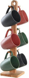 Set van 4 mokken DKD Home Decor Natuurlijk Roze Wit Groen Donker grijs Keramiek (160 ml)