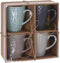 Set van 4x stuks luxe gekleurde stoneware bekers/koffiekopjes 300 ml - Kopjes/koffiebekers