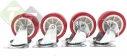 Set van 4x zwenkwieltjes met rem rood - 75mm - Zwenkwielen - Transportwieltjes - Transportwielen