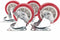 Set van 4x zwenkwieltjes met rem rood - 75mm - Zwenkwielen - Transportwieltjes - Transportwielen