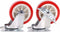 Set van 4x zwenkwieltjes met rem rood - 75mm - Zwenkwielen - Transportwieltjes - Transportwielen