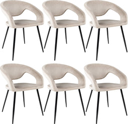 set van 6 Kick eetkamerstoel Lenn velvet - champagne
