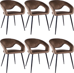 set van 6 Kick eetkamerstoel Lenn velvet - taupe