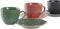 Set van 6 kopjes met schotel DKD Home Decor Roze Wit Groen Donker grijs Keramiek (150 ml)