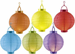 Set van 6 lampionnen geel 20cm met LED verlichting
