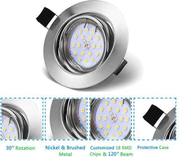 Set van 6 LED Inbouwspots GU10 - Neutraal Wit Licht met Lampen - Satijn - 6 W