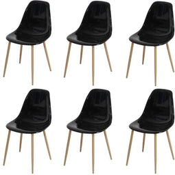 Set van 6 transparante zwarte kristallen stoelen - L 47 x D 54 x H 84 cm - Clody