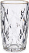 Set van 6x stuks luxe gedecoreerd glas drinkglazen/waterglazen van 340 ml transparant/goud - Per glas 8 x 12.5 cm