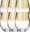 Set van 6x stuks tumbler glazen gouden rand Arya 540 ml van glas - Drinkglazen - Waterglazen