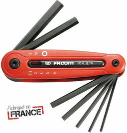 Set van 7 6-punts mannelijke sleutels op FACOM-zakmeshouder - 86H.JE7APB (set inclusief afmetingen 2,5/3/4/5/6/8/10 mm)