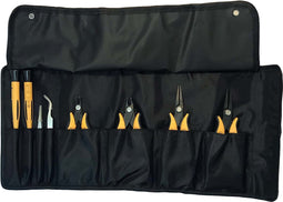 Set van 8 stuks verschillend handgereedschap (2 pincetten, 2 kniptangen, 2 tangen en 2 schroevendraaiers)