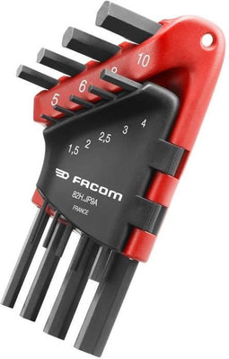 Set van 9 inbussleutels - FACOM - 82H.JP9APB - Kort - Gehoekt - 6 zijdig in koffer