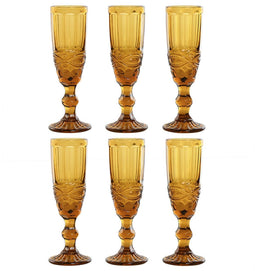 Set van bekers Home ESPRIT Amber Kristal 150 ml (6 Stuks)