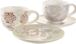 Set van koffiekopjes DKD Home Decor Beige Metaal Groen Dolomite (180 ml) (6 Onderdelen)