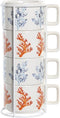Set van koffiekopjes DKD Home Decor Blauw Metaal Fuchsia 260 ml 4 Onderdelen Dolomite