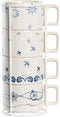 Set van koffiekopjes DKD Home Decor Blauw Metaal Wit 260 ml 4 Onderdelen Dolomite