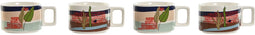 Set van koffiekopjes Home ESPRIT Blauw Groen Roze Lila Metaal Bamboe Dolomite 260 ml