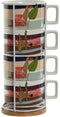 Set van koffiekopjes Home ESPRIT Blauw Groen Roze Lila Metaal Bamboe Dolomite 260 ml