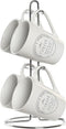 Set van Kopje met Schotel DKD Home Decor Metaal Wit 300 ml Keramiek Tegel