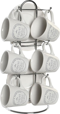 Set van Kopje met Schotel DKD Home Decor Metaal Wit Keramiek 180 ml
