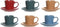 Set van Kopje met Schotel DKD Home Decor Rood Blauw Groen Geel Keramiek 180 ml