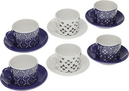 Set van Kopje met Schotel Versa Regina Keramisch (8,6 x 6,4 x 9,2 cm) (6 Onderdelen)