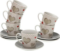 Set van Kopje met Schotel Versa Sweet Porselein (6 Onderdelen) (9 x 14 x 14 cm)