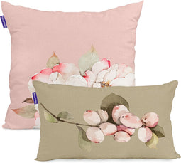 Set van kussenhoesjes HappyFriday White peonies Multicolour 2 Onderdelen