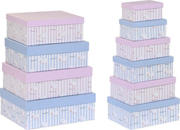 Set van opstapelbare opbergboxen DKD Home Decor Blauw Roze Karton (43,5 x 33,5 x 15,5 cm)