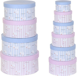 Set van opstapelbare opbergboxen DKD Home Decor Blauw Roze Karton (37,5 x 37,5 x 18 cm)