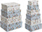 Set van opstapelbare opbergboxen DKD Home Decor Blauw Wit Blommor Karton (43,5 x 33,5 x 15,5 cm)