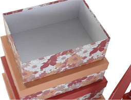 Set van opstapelbare opbergboxen DKD Home Decor Blommor Karton