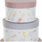 Set van opstapelbare opbergboxen DKD Home Decor Blommor Strepen Blauw Lila Wit Multicolour Karton (37,5 x 37,5 x 18 cm)