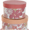 Set van opstapelbare opbergboxen DKD Home Decor Blommor Strepen Fuchsia Wit Perzik Karton (37,5 x 37,5 x 18 cm)