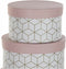 Set Van Opstapelbare Opbergboxen Dkd Home Decor Cirkelvormig Roze Karton