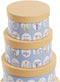 Set van opstapelbare opbergboxen DKD Home Decor dieren Cirkelvormig Blauw Karton (37,5 x 37,5 x 18 cm)