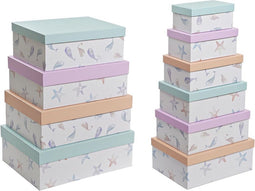 Set van opstapelbare opbergboxen DKD Home Decor Navy Karton (43,5 x 33,5 x 15,5 cm)