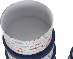 Set van opstapelbare opbergboxen DKD Home Decor Navy Strepen Wit Marineblauw Karton (37,5 x 37,5 x 18 cm)