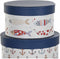 Set van opstapelbare opbergboxen DKD Home Decor Navy Strepen Wit Marineblauw Karton (37,5 x 37,5 x 18 cm)