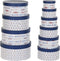Set van opstapelbare opbergboxen DKD Home Decor Navy Strepen Wit Marineblauw Karton (37,5 x 37,5 x 18 cm)
