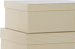 Set van opstapelbare opbergboxen DKD Home Decor Wit Vierkant Karton Mosterd (43,5 x 33,5 x 15,5 cm)