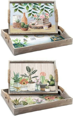 Set van trays DKD Home Decor Hout MDF (2 Onderdelen) (40 x 30 x 6 cm) (2 Stuks)