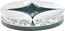 Set voor voorgerechtjes DKD Home Decor Hout Lakens Groen Keramiek (22 x 22 x 1 cm) (6 Onderdelen)