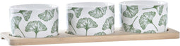 Set voor voorgerechtjes DKD Home Decor Lakens Bamboe Keramiek (28 x 9,7 x 1,5 cm) (4 Onderdelen)