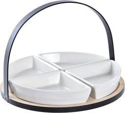 Set voor voorgerechtjes DKD Home Decor Metaal Bamboe Keramiek Loft (21,5 x 21,5 x 14 cm) (5 Onderdelen)