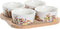Set voor voorgerechtjes DKD Home Decor Natuurlijk Blauw Multicolour Keramiek Cottage Huizen (19,7 x 19,7 x 1 cm)
