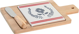 Set voor voorgerechtjes DKD Home Decor Natuurlijk Rood Blauw Wit Keramiek Mediterrane Huizen (21,5 x 11,8 x 1,5 cm)