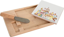 Set voor voorgerechtjes DKD Home Decor Natuurlijk Rood Multicolour Keramiek Huis Cottage (21,5 x 11,8 x 1,5 cm)