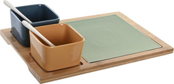 Set voor voorgerechtjes DKD Home Decor Porselein Multicolour Bamboe 6 Onderdelen (31 x 21 x 6 cm)