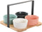 Set voor voorgerechtjes DKD Home Decor Porselein Multicolour Bamboe (20 x 20 x 14 cm) (5 Onderdelen)